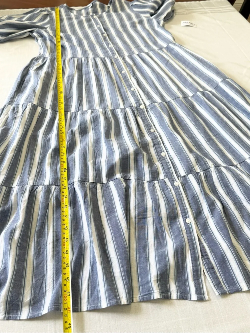 Old Navy Puff-sleeve Tiered Striped Midi Swing Dress Size L NWT - Picture 8 of 10